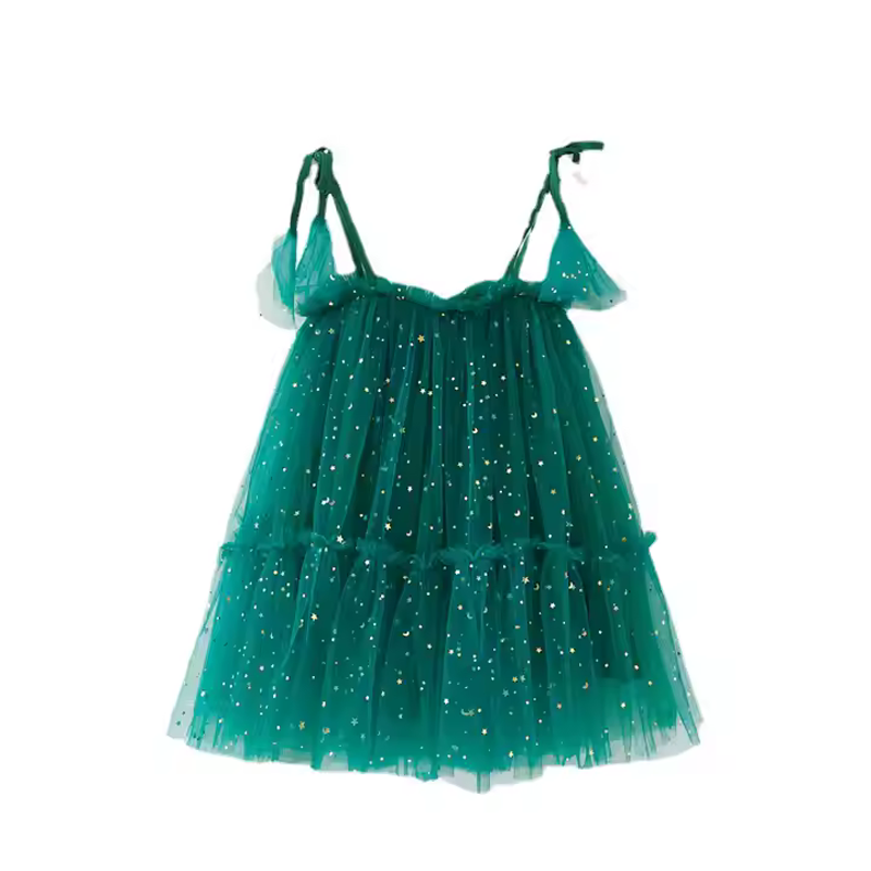 Vestido de verano navidad tul con lentejuelas para niñas